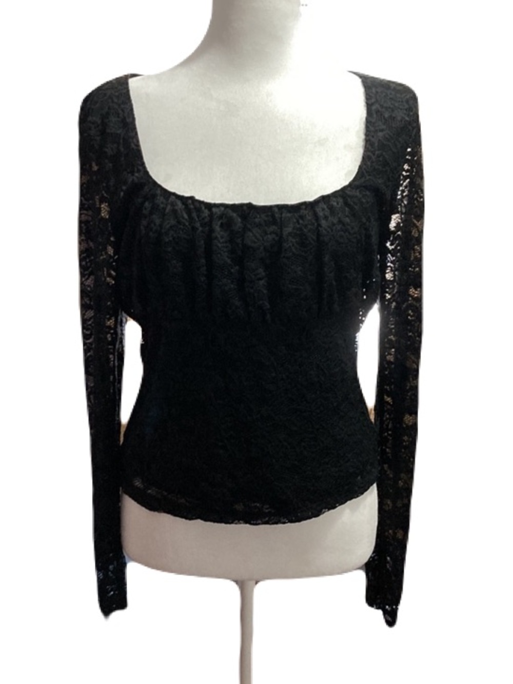Stitch & Pine Romantic Black Lace Square Neck Top NWT Size Large